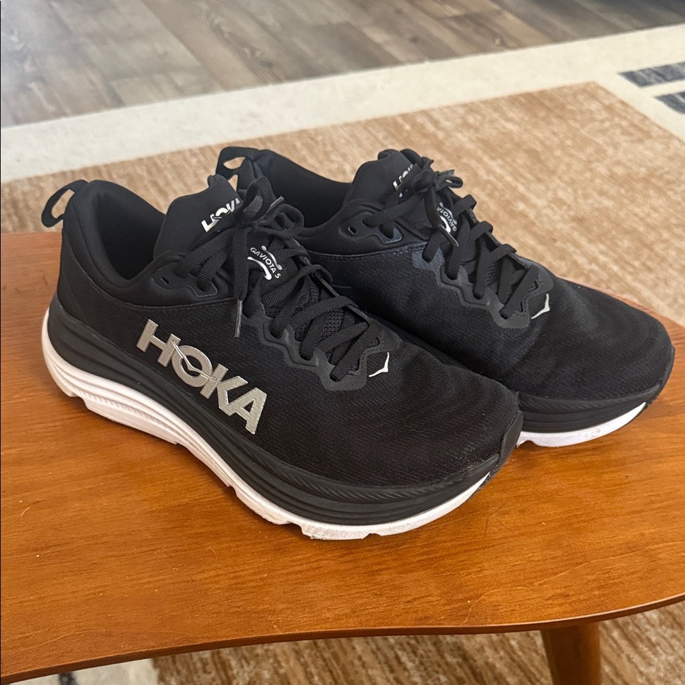Hoka Black and White Gaviota 5 Athletic Shoes
